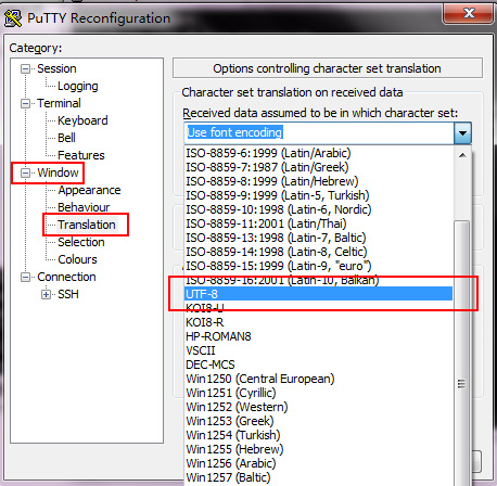 Putty UTF-8