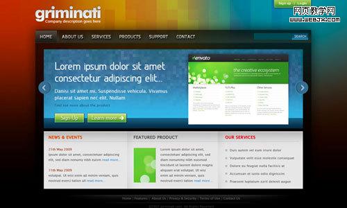 如何绘制一个彩色的简洁风格的网页 http://www.tutorial9.net/tutorials/photoshop-tutorials/create-a-clean-and-colorful-web-layout-in-photoshop/