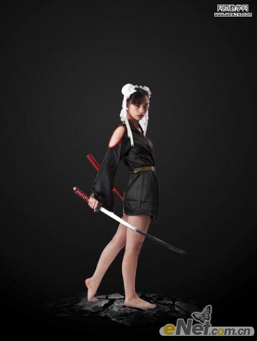 Photoshop打造美女武士的刀光剑影