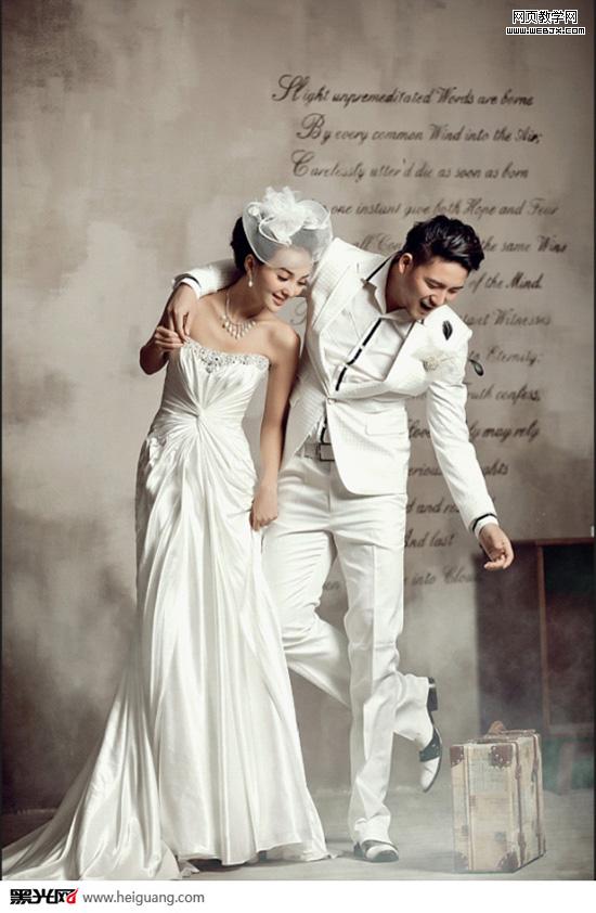 Photoshop给室内婚片添加韩系淡黄色