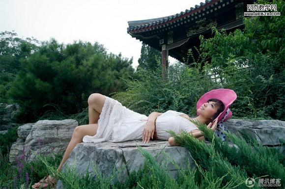Photoshop把外景美女图片转为暗夜效果