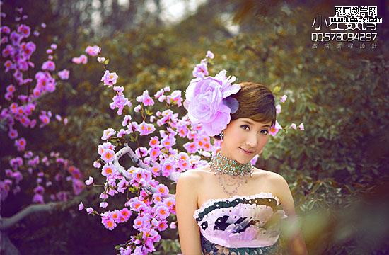 Photoshop打造漂亮的暖色树林婚片