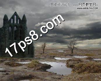 Photoshop合成沼泽城堡和城堡外的祭祀-网页教学网