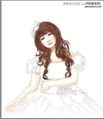 Photoshop给美女照片转成清爽的水彩素描画效果-webjx.com