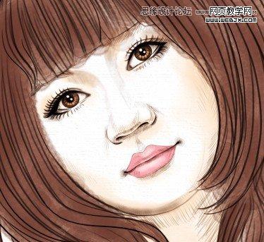 Photoshop给美女照片转成清爽的水彩素描画效果-webjx.com