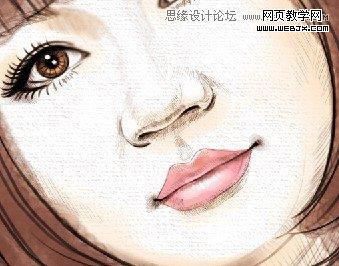 Photoshop给美女照片转成清爽的水彩素描画效果-webjx.com