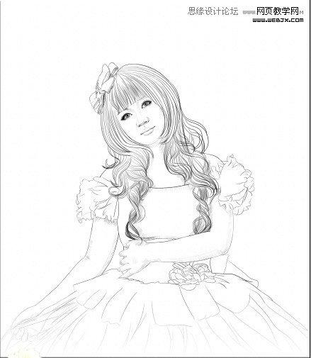 Photoshop给美女照片转成清爽的水彩素描画效果-webjx.com