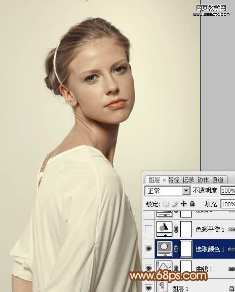Photoshop打造流行黄色调室内美女图片