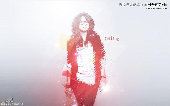 Photoshop打造柔美的红光潮流人物海报网页教学网