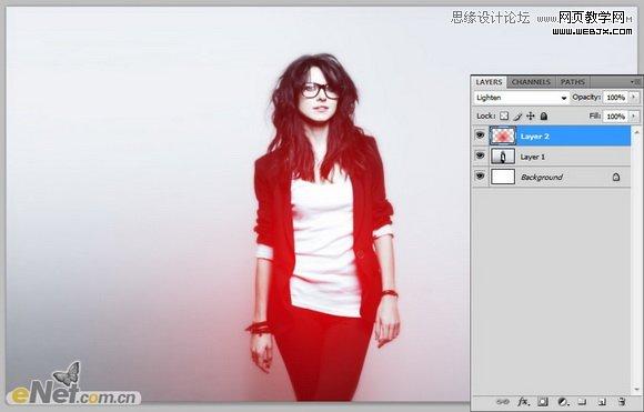 Photoshop打造柔美的红光潮流人物海报网页教学网