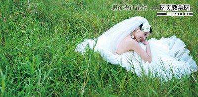 Photoshop简单调出草地婚纱唯美梦幻色调效果