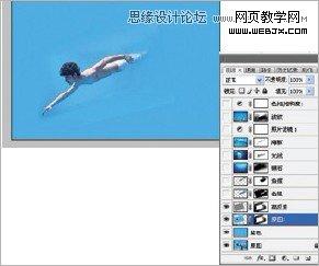 Photoshop使用素材合成水下男美人鱼场景