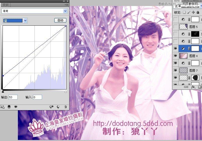 Photoshop调出外景婚片梦幻紫蓝色效果