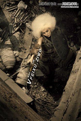 Photoshop调出颓废单色黄调中性色效果