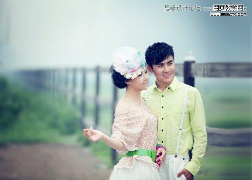 Photoshop后期教程：调出梦换背景外景婚片