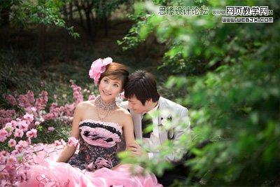 Photoshop调出外景婚片梦幻紫色调