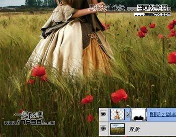 Photoshop合成玫瑰园看花的美女