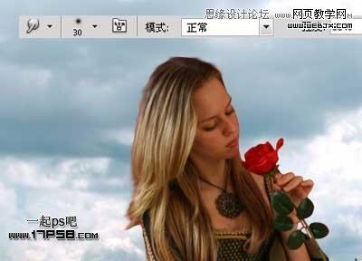 Photoshop合成玫瑰园看花的美女