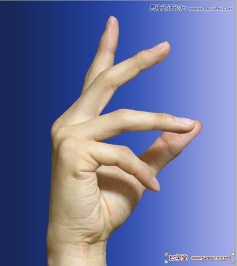 Photoshop把手制作成水晶玻璃效果