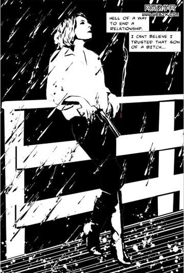 Photoshop教程:绘制大雨中矗立桥头的卡通漫画_webjx.com