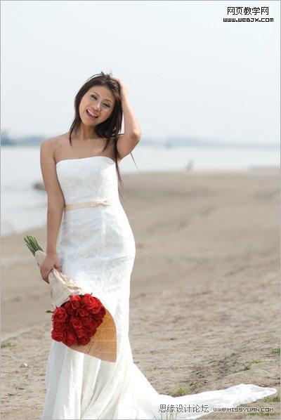 Photoshop婚纱图片:为新娘照片添加云彩_webjx.com