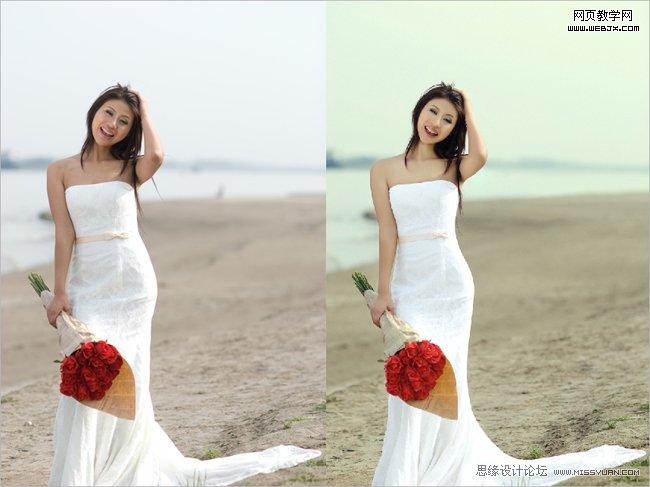 Photoshop婚纱图片:为新娘照片添加云彩_webjx.com