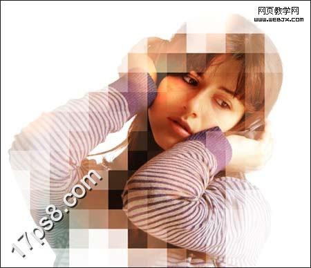 Photoshop实例教程:美女图片添加马赛克边框_网页webjx.com教学网