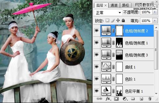 Photoshop让红衣美女穿上白色婚纱