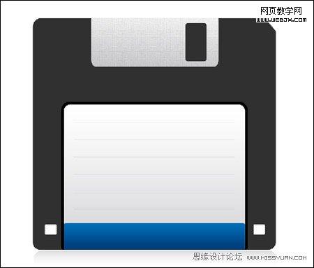 Photoshop圆角矩形和图层样式制作软盘图标_webjx.com