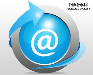 Photoshop教程:绘制金属质感蓝色Email图标_webjx.com
