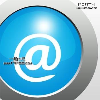 Photoshop教程:绘制金属质感蓝色Email图标_webjx.com