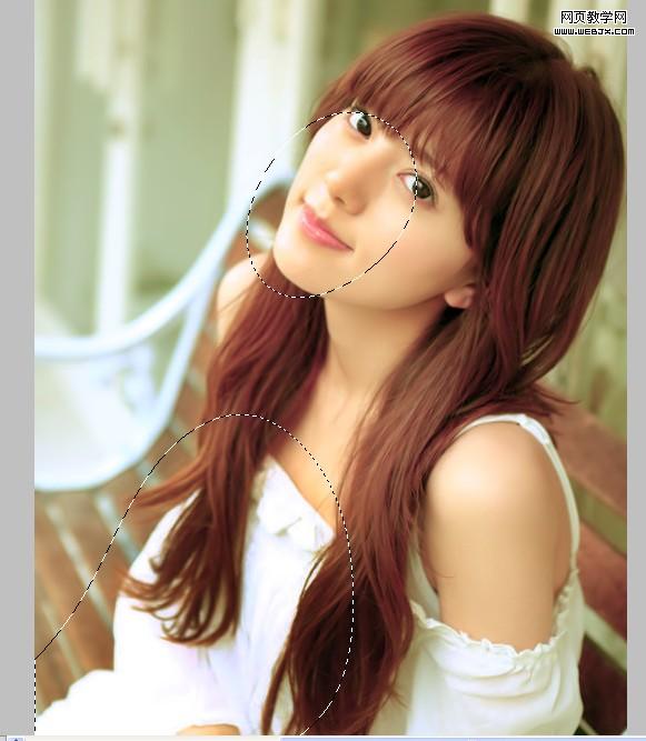 Photoshop照片调色:淡雅的紫黄色调美女图片_webjx.com