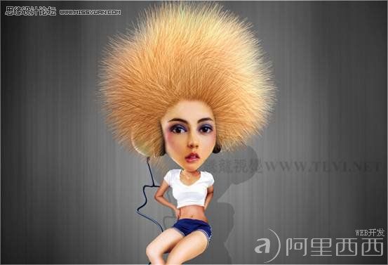 Photoshop教程:给卡通人物添加爆炸头发_webjx.com