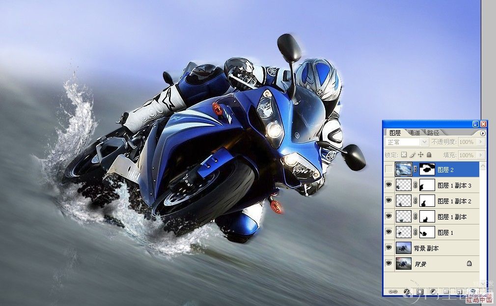Photoshop图片合成教程:着火的摩托车手_webjx.com