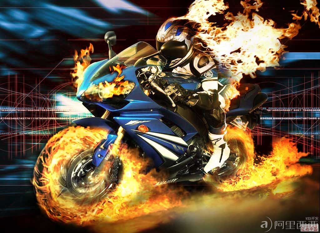 Photoshop图片合成教程:着火的摩托车手_webjx.com