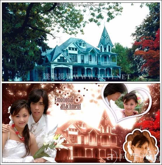 Photoshop照片合成教程:婚纱照片梦幻组合效果_webjx.com