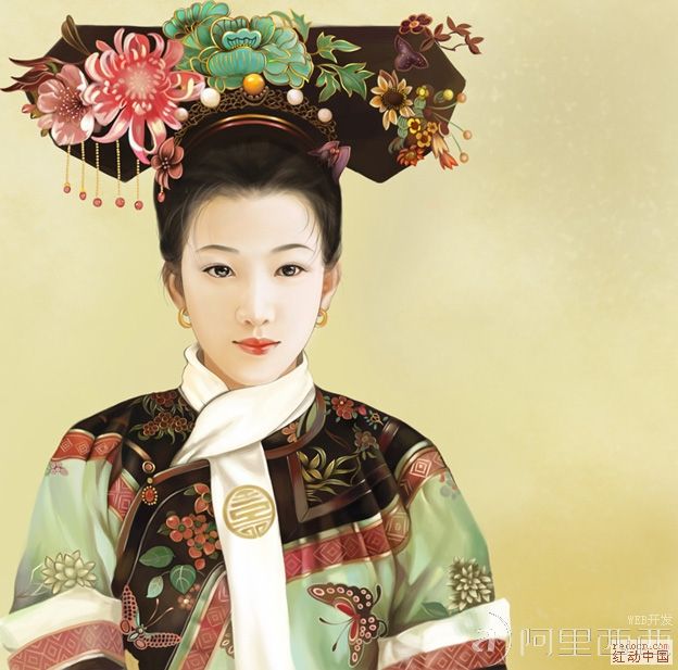 Photoshop手绘教程:临摹珍妃肖像画_webjx.com