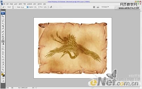 用Photoshop添加图片到旧羊皮纸上