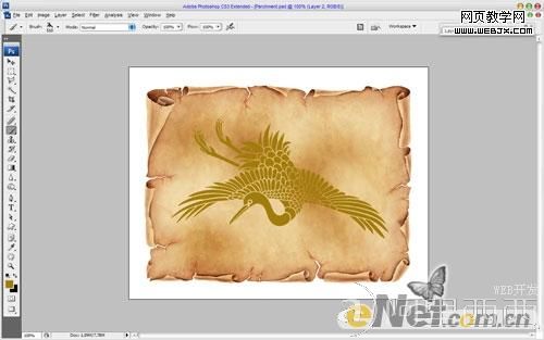 用Photoshop添加图片到旧羊皮纸上