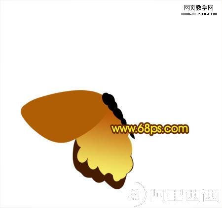 Photoshop鼠绘一只精美的金黄蝴蝶