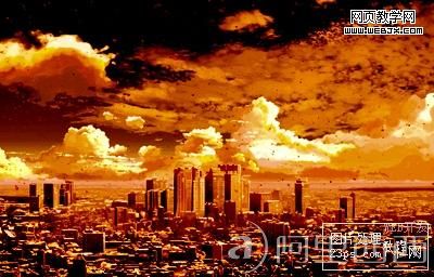 Photoshop图片调色教程:火红色调晚霞图片_爱易学习网