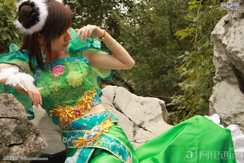 Photoshop调色教程:漂亮的蓝色古装美女_爱易学习网