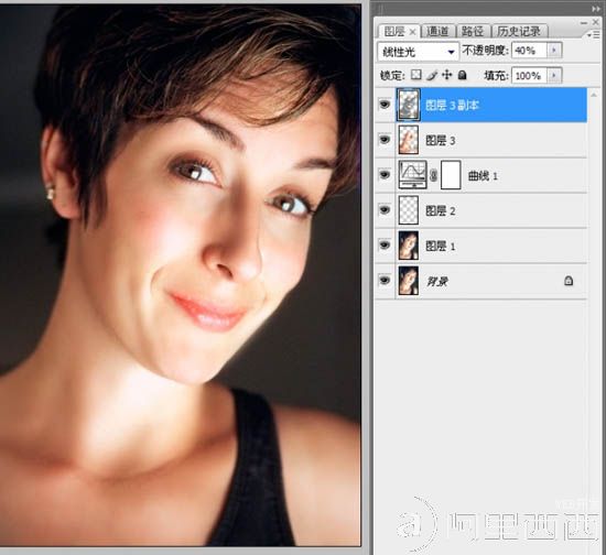 Photoshop年轻化处理出人物的细嫩肌肤