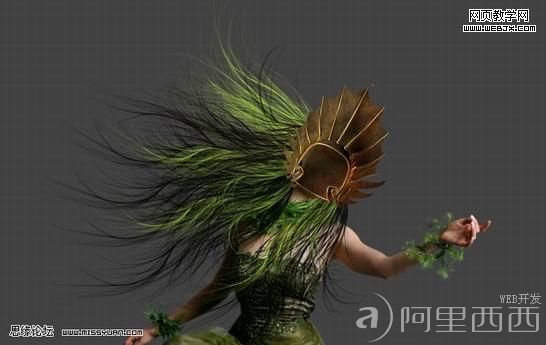 Photoshop合成森林中的绿色精灵