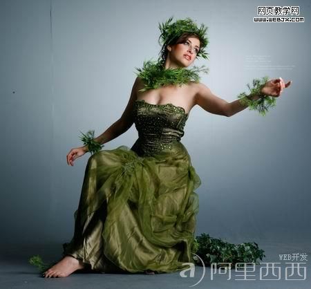 Photoshop合成森林中的绿色精灵
