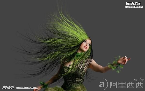 Photoshop合成森林中的绿色精灵