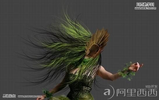 Photoshop合成森林中的绿色精灵