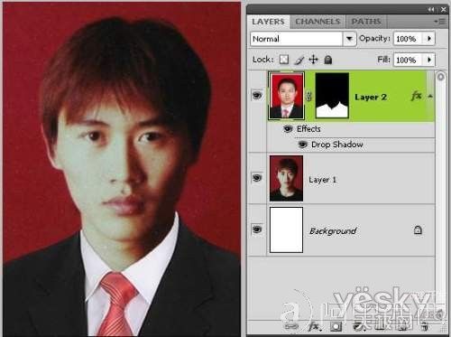 巧用Photoshop为一寸标准像添衣领换底色