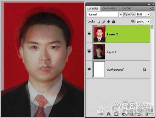巧用Photoshop为一寸标准像添衣领换底色