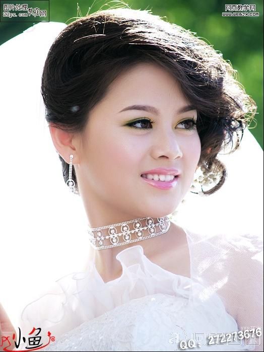 Photoshop磨皮美白教程:超靓的婚纱MM照片_aiyiweb